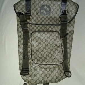 Gucci- ophidia GG brown canvas backpack
